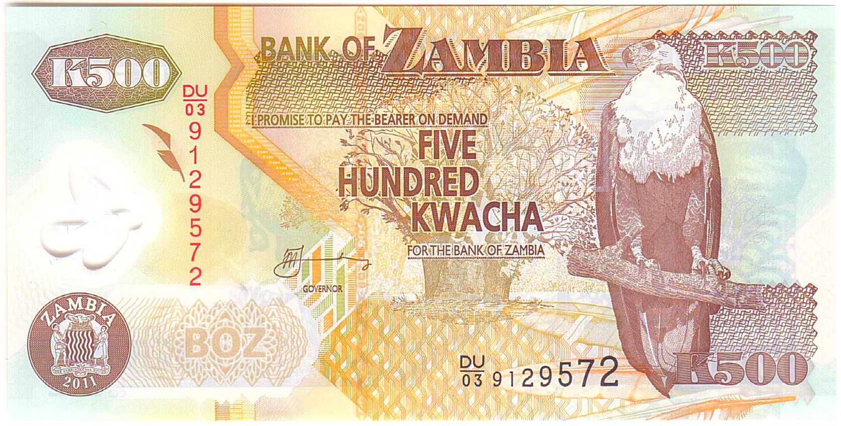 Zambia 500 2011 UNC P-43/h